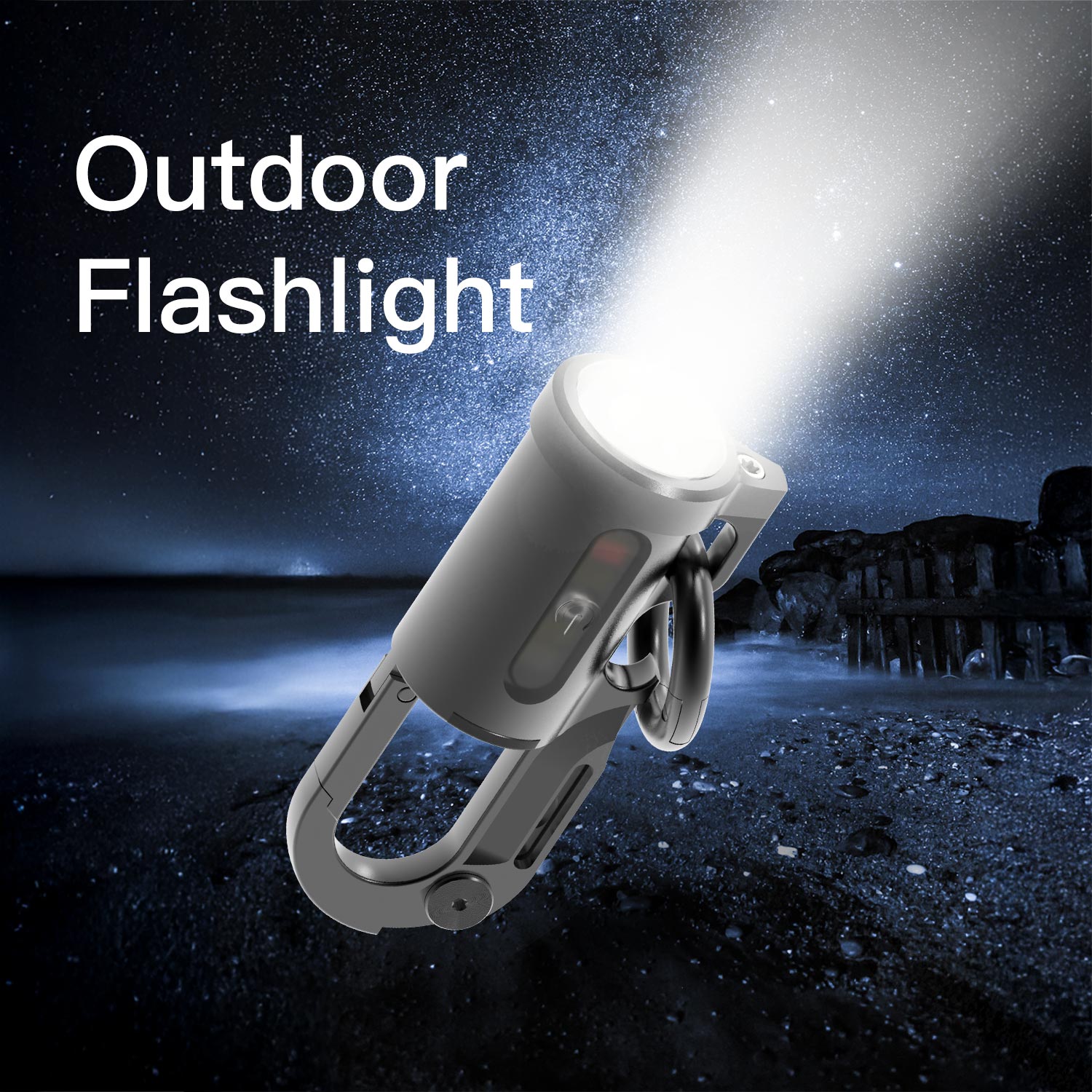 Outdoor flashlight with a starry night background